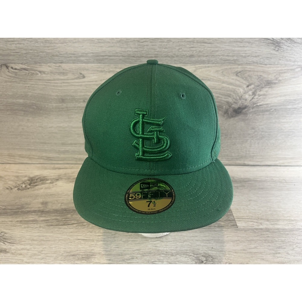 St Louis Cardinals All Green Fitted 7 1/2 Hat Cap New Era 59Fifty St Patricks‎